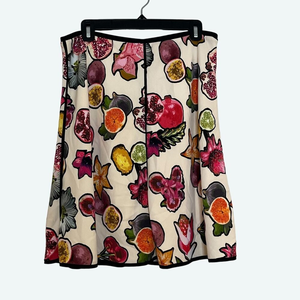 Marc Cain Pull On Starfruit Pomegranate Pattern Skirt Lined Size N5 / 12